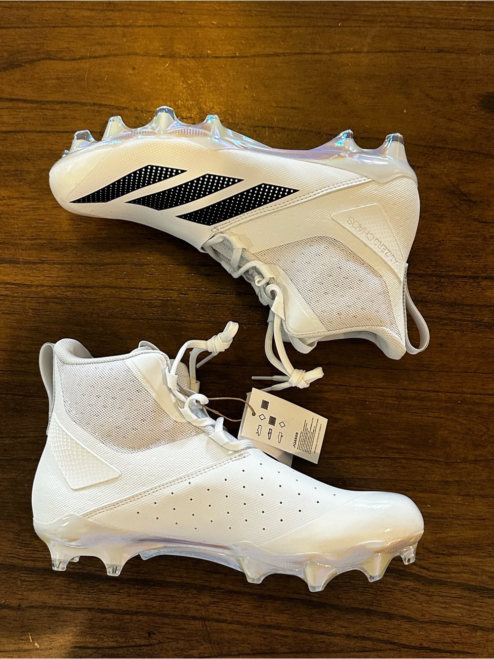 Adidas Adizero Chaos Football Cleats White Black Iridescent Men’s 10 NWOB - Picture 2 of 9